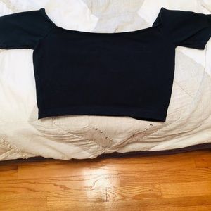 Black off the shoulder crop top